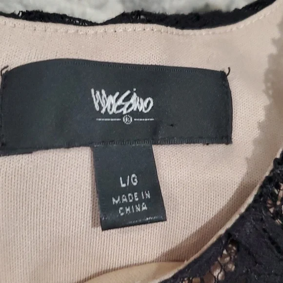 Black and nude overlay lace mini dress L / LG - Picture 5 of 10